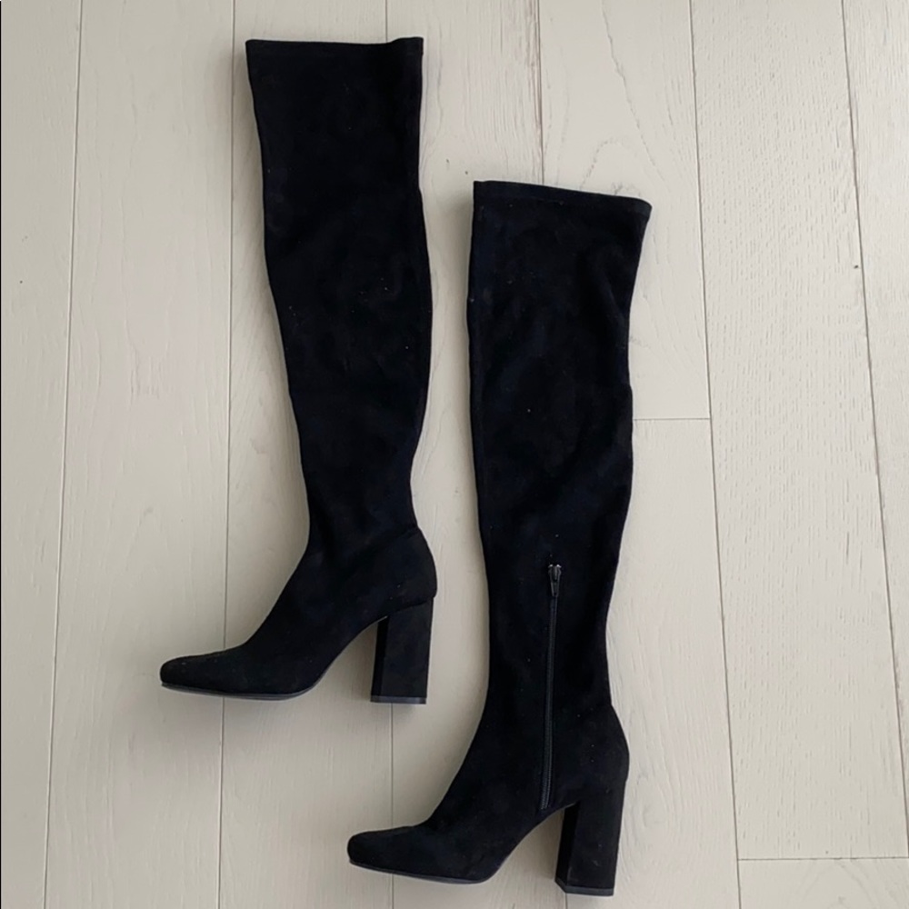 Zara Suede OTK Zipped Boots, Size 6
